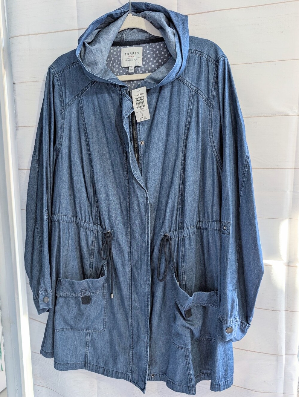 torrid Blue Denim Hooded Anorak Jacket Size 3X
